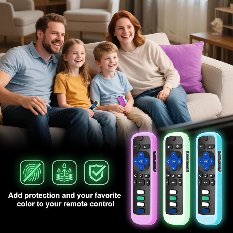 ENJOYLink 2 Pack for Roku Remote Cover,Silicone Controller Case Green and Purple - Image 2